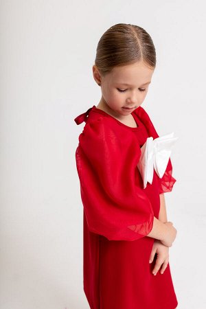 Платье Цвет: красный

Лаконичное платье из мягкого гладкого трикотажа с объёмными рукавами из полупрозрачного капрона.
Спереди декоративный съемный бант, который можно заменить на маленький бант в т