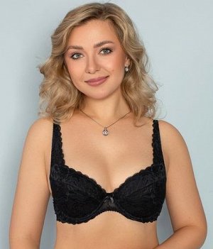 Б 961-180 Бюстгальтер "ЧЕРНЫЙ" поролоновая чашка, кружевной пояс