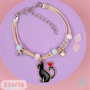 Браслет "Кошка" черный, №444L