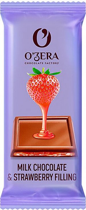 «O'Zera», молочный шоколад с желейной клубничной начинкой Milk & Strawberry filling, 24г (упаковка 30шт.)