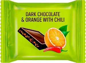 «O'Zera», темный шоколад Dark & Orange with chili с апельсиновыми криспами и перцем чили (коробка 1,2кг)