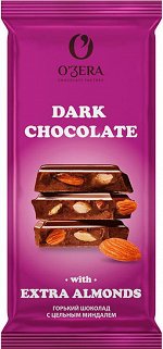«O&#039;Zera», шоколад горький с цельным миндалем Dark &amp; Extra Almond, 90г