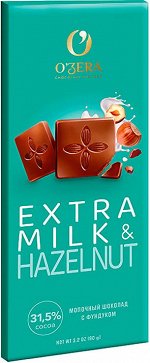 «O&#039;Zera», шоколад молочный Extra milk &amp; Hazelnut, 90г
