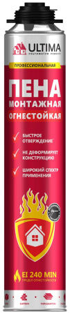 ULTIMA PRO ОГНЕСТОЙКАЯ, пена монтажная профессиональная, 750 мл