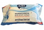 Aura family влажные салфетки с антибактериальным эффектом д/всей семьи 180 шт.