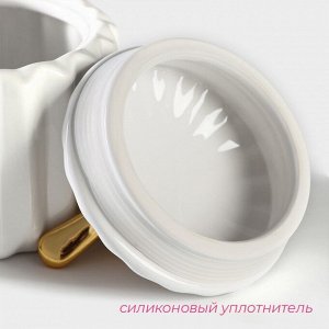 Банка керамическая для сыпучих продуктов Доляна «Золотое крыло», 550 мл, цвет белый