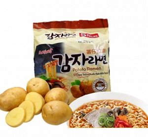 Лапша пшеничная Samyang POTATO RAMEN, РАМЕН с картофельным вкусом, 120 гр. м/у (Samyang POTATO RAMEN ChewyTexture Noodle Made With Potato)