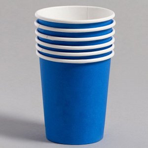 Набор бумажной посуды: 6 тарелок, 6 стаканов, цвет голубой