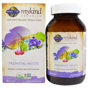 Garden of Life, MyKind Organics, пренатальные мультивитамины, 180 веганских таблеток