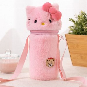 Мультяшная плюшевая сумка для термоса (бутылки) "Hello Kitty", розовый