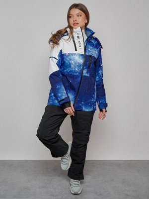 Горнолыжный костюм женский зимний синего цвета 02321S