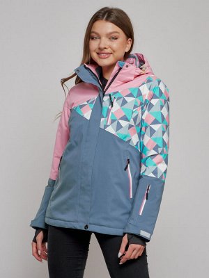 Горнолыжная куртка женская зимняя розового цвета 2337R