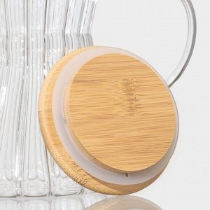 Чайник стеклянный заварочный с бамбуковой крышкой «Эко. Восток», 600 мл, 18?11,5?14 см, без сита