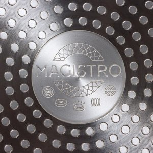 Сковорода-гриль Magistro Flame, 28x28 см, кованый алюминий, квадратная, антипригарное покрытие, индукция, чёрная