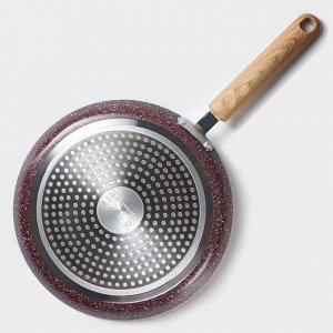 Сковорода блинная Доляна Grit, d=24 см, ручка soft-touch, антипригарное покрытие, индукция, коричневая