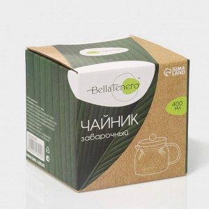 Заварочный чайник BellaTenero «Эко», 400 мл, 13.5x10x10.5 см, с бамбуковой крышкой, стекло