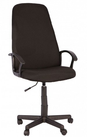 Кресло компьютерное офисное Амиго регулируемое по высоте на колесиках из ткани черное. Offiks. Нагрузка до 120кг.