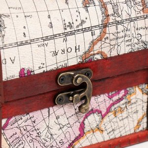 Шкатулка подарочная под бутылку «Сундук. География», 33.5?11?12 см, МИКС