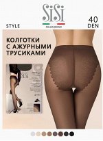 SiSi STYLE 40 колготки женские прозрачные эластичные с ажурными трусиками