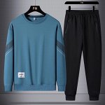 Мужской спортивный костюм-двойка: свитшот + джоггеры, синий/черный