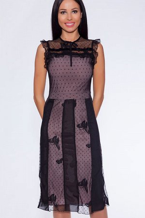 Платье 196 Масло, пыльный розовый/черный