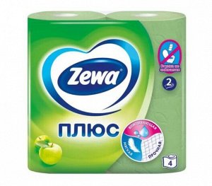 Бумага туалетная Zewa Плюс Зелёное яблоко 2 слоя 4рул