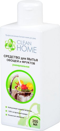 CLEAN HOME Средство для мытья овощей и фруктов 200мл Антибактериальный эффект