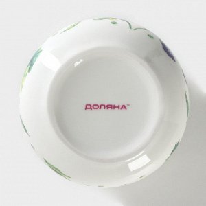 Сахарница с ложкой Доляна «Зелёный сад», 320 мл, 10x9 см, фарфор