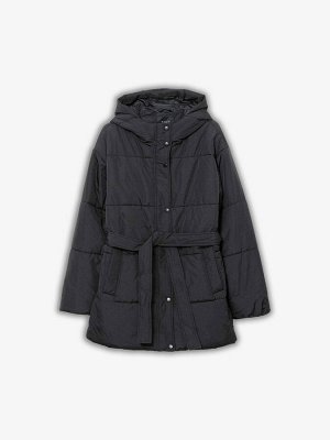 Куртка с поясом N053/svart