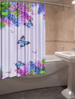 Набор в ванную: шторка (оксфорд) (1,48 x 1,80 +/- 3 см) х 1 шт. + коврик 50х70 см (3-х слойный, толщина 1,2 см)  Лёгкая, светлая, радостная коллекция текстиля «Сирень» привнесёт в интерьер беззаботное
