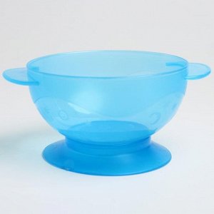 Набор детской посуды, 3 предмета: миска на присоске 330 мл, крышка, ложка, от 5 мес., цвета МИКС