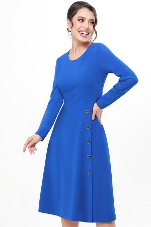 Платье ярко-синее с декоративными пуговицами