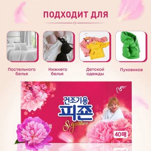 Rich Perfume SIGNATURE, Концентрированный кондиционер для белья Flower Festival (для сушильных машин) 40 листов, Корея