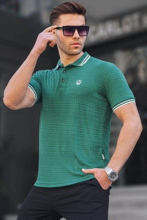 Темно-зеленая базовая мужская футболка поло стандартного кроя