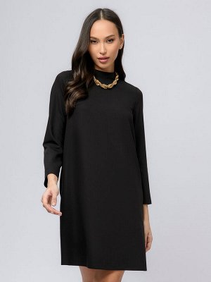 1001 Dress Платье черное длины мини с белыми манжетами и воротником