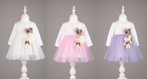 Платье для девочки с бантом и брелочком