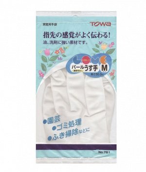 TOWA Виниловые перчатки без покрытия внутри средней_толщины (M/белый)