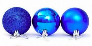 Н-р елочных шаров пластик 24 шт, 6 см, цвет синий