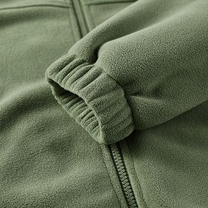 Флисовая куртка с воротником-стойкой, утепленная искусственный мехом, темно-зеленый