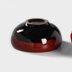Набор для чайной церемонии керамический «Лунное озеро», 7 предметов: 6 пиал 50 мл, чайник 150 мл, цвет красный