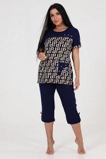 Костюм женский HomeStyle 232В футболка и бриджи, с принтом. Состав: 100% хлопок. Ткань - кулирная гладь. Пр. Россия