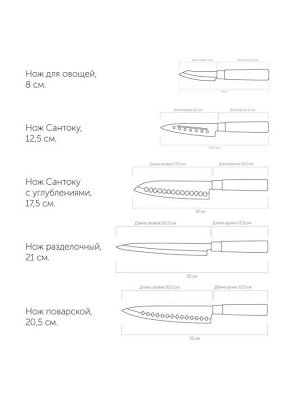Набор кухонных ножей 5 шт с универсальным керамическим блоком серия KEIKO NADOBA