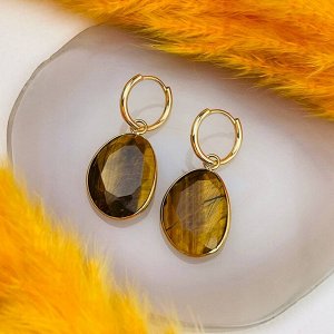Серьги с камнем Тигровый глаз