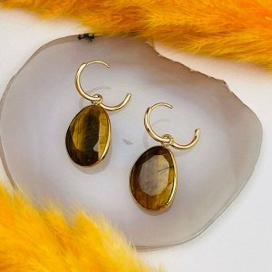 Серьги с камнем Тигровый глаз