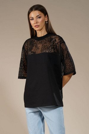 Блуза Блуза Kivviwear 414801 черный 
Состав: Хлопок-85%; Эластан-15%;
Сезон: Осень-Зима
Рост: 170

Джемпер из гипюра с тканым рисунком - это вещь, которая подойдет для тех, кто хочет выглядеть элеган