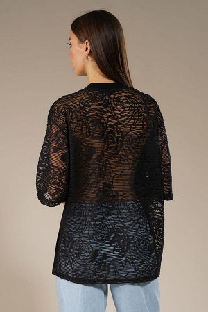 Блуза Блуза Kivviwear 414801 черный 
Состав: Хлопок-85%; Эластан-15%;
Сезон: Осень-Зима
Рост: 170

Джемпер из гипюра с тканым рисунком - это вещь, которая подойдет для тех, кто хочет выглядеть элеган