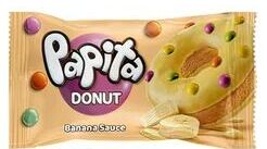 Пончик PAPITA DONUT с какао глазурью, банановой начинкой и цветным драже 40гр (24)
