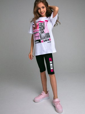 Комплект трикотажный для девочек: фуфайка (футболка), бриджи