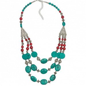 FK0720-688 Колье, L26см, имитация бирюзы