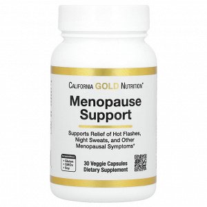 California Gold Nutrition, добавка для поддержки во время менопаузы с дудником гигантским, цинанхумом, зопником и L-лейцином, 30 растительных капсул